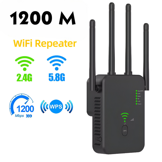 1200Mbps Dual-Band WiFi Repeater and Signal Booster for 2.4G/5.8G Networks